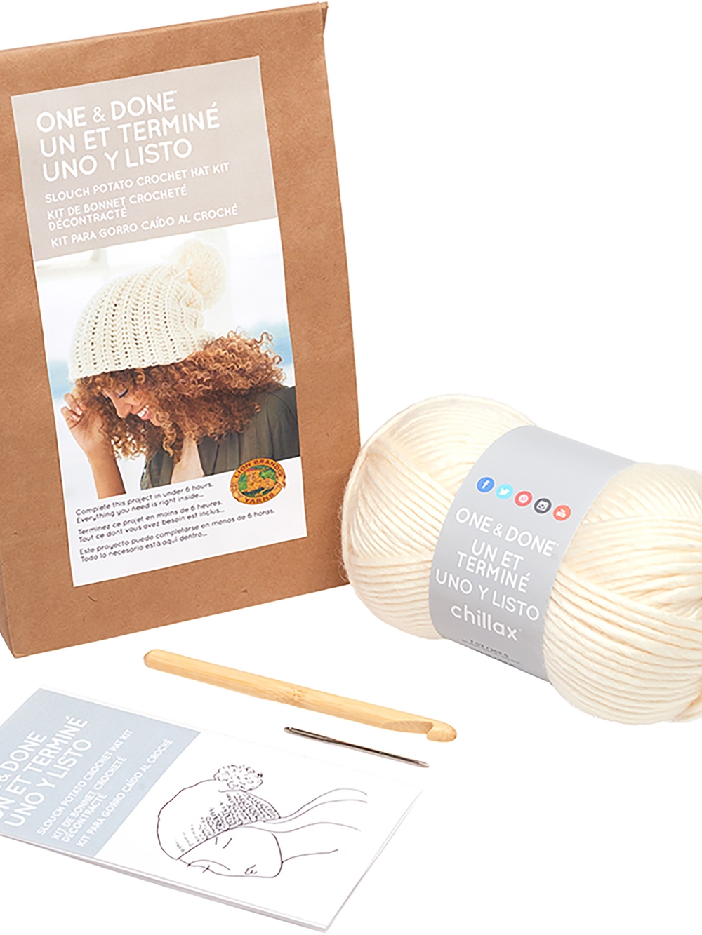 Lion Brand One & Done Slouch Potato Crochet Hat Kit Vintage Discontinued